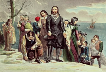 The Landing of the Pilgrims at Plymouth, Massachusetts, December 22nd 1620, published by Currier and Ives